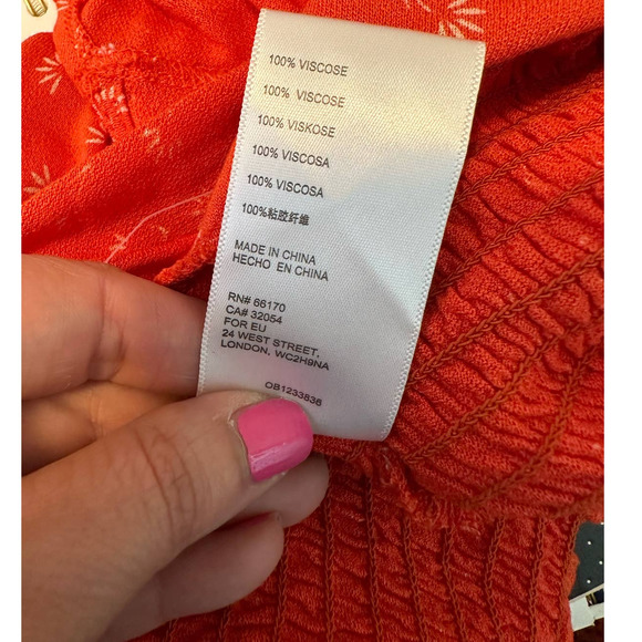 Urban Outfitters Floral Cropped Smocked Puff Long Sleeves Peasant Top size Large - Picture 6 of 11